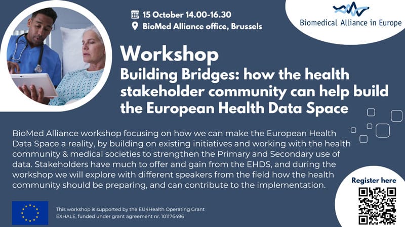 Join the BioMed Alliance Workshop on how the healthcare & research community can help build the European Health Data Space